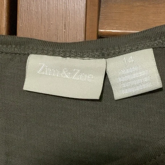 Zim & Zoe Olive Green Cotton Dress 14 - Picture 3 of 4